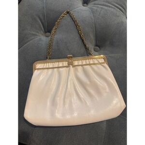 Mardane Vintage Evening Bag Women Cream Gold Good Pleated Chain Strap USA
